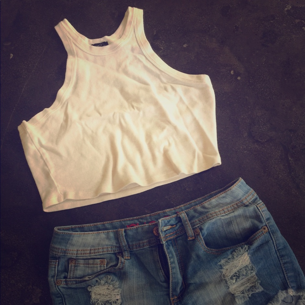 Crop Top and Jean Shorts Set